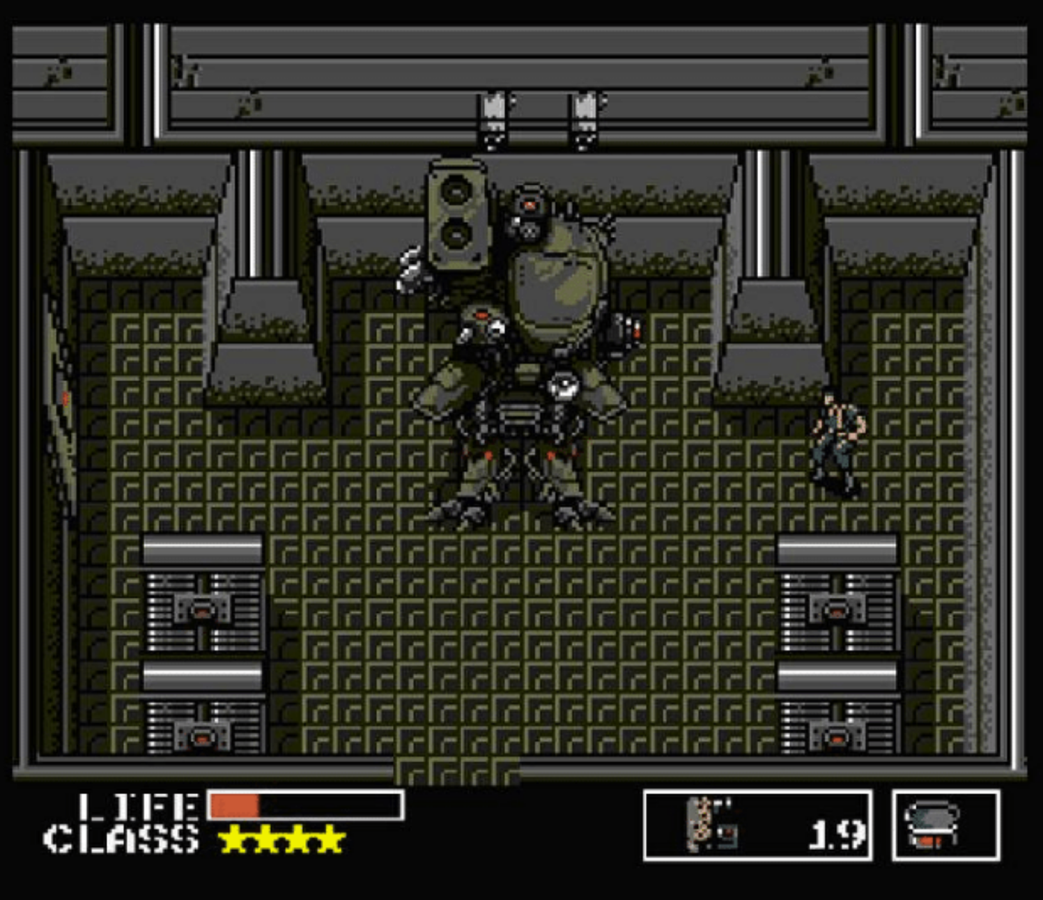 Screenshot of Metal Gear for the NES, showing the difference in perspective
